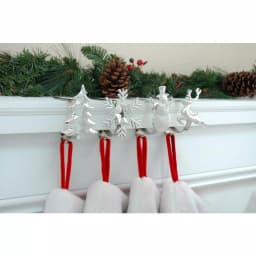 Original MantleClip Silver Adjustable Metal Christmas Stocking Holder Set with Clip-On Icons, 4-Pack thumbnail 4