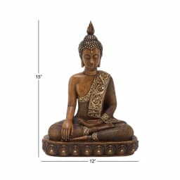 LITTON LANE Polystone Sitting Buddha Sculpture with Mirrored Accents and Bronze Finish thumbnail 6
