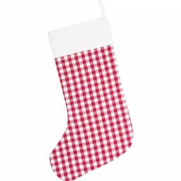 VHC Brands Emmie Farmhouse Christmas Decor 20 in. Red and White Check Cotton Patch Stocking thumbnail 2