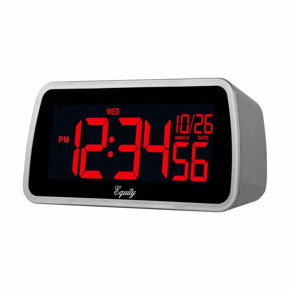 Equity by La Crosse Digital 6 x 4 in. LCD Interchangeable Color Display Alarm Clock - Silver