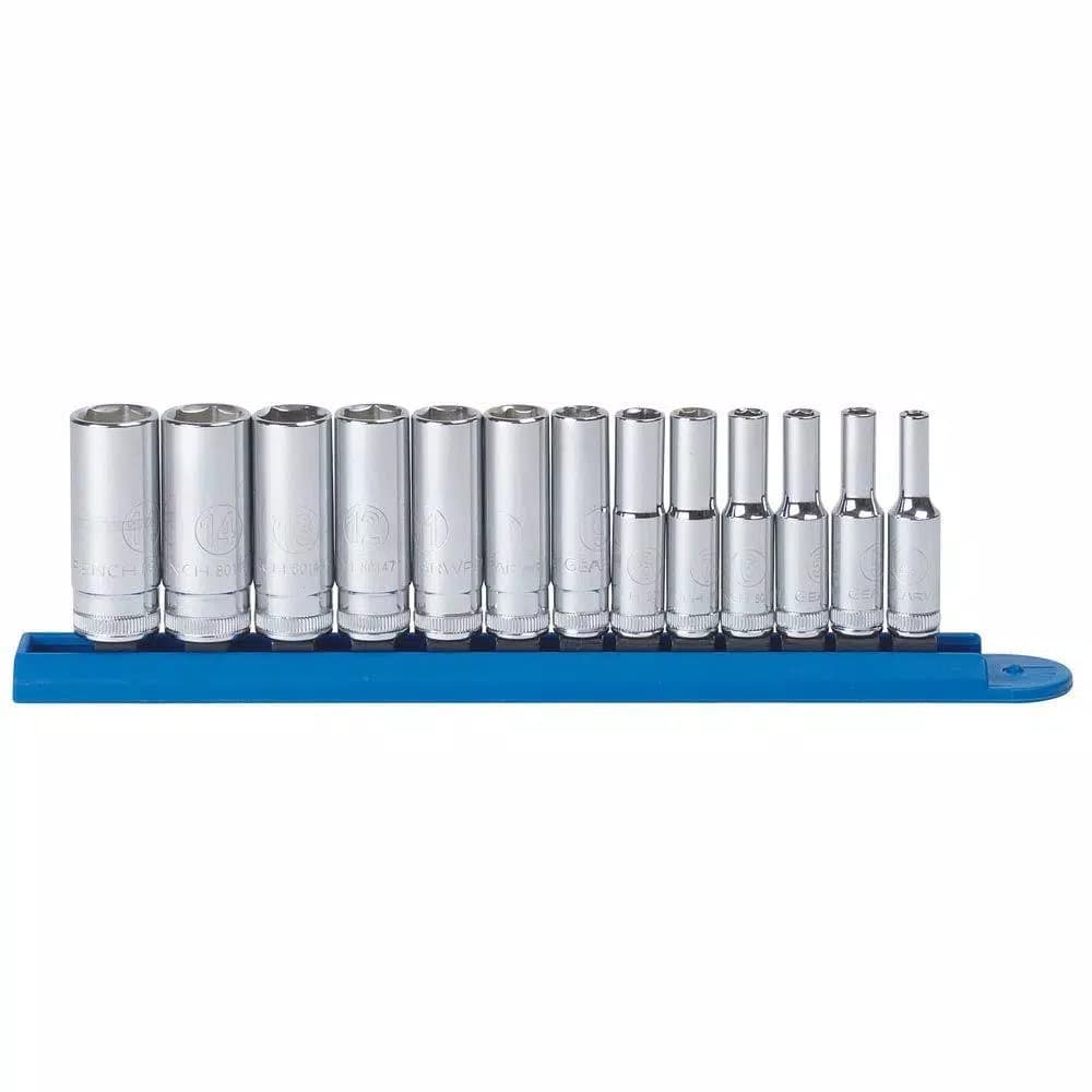 GEARWRENCH 1/4 in. Drive Metric 6-Point Deep Socket Set, 13-Piece