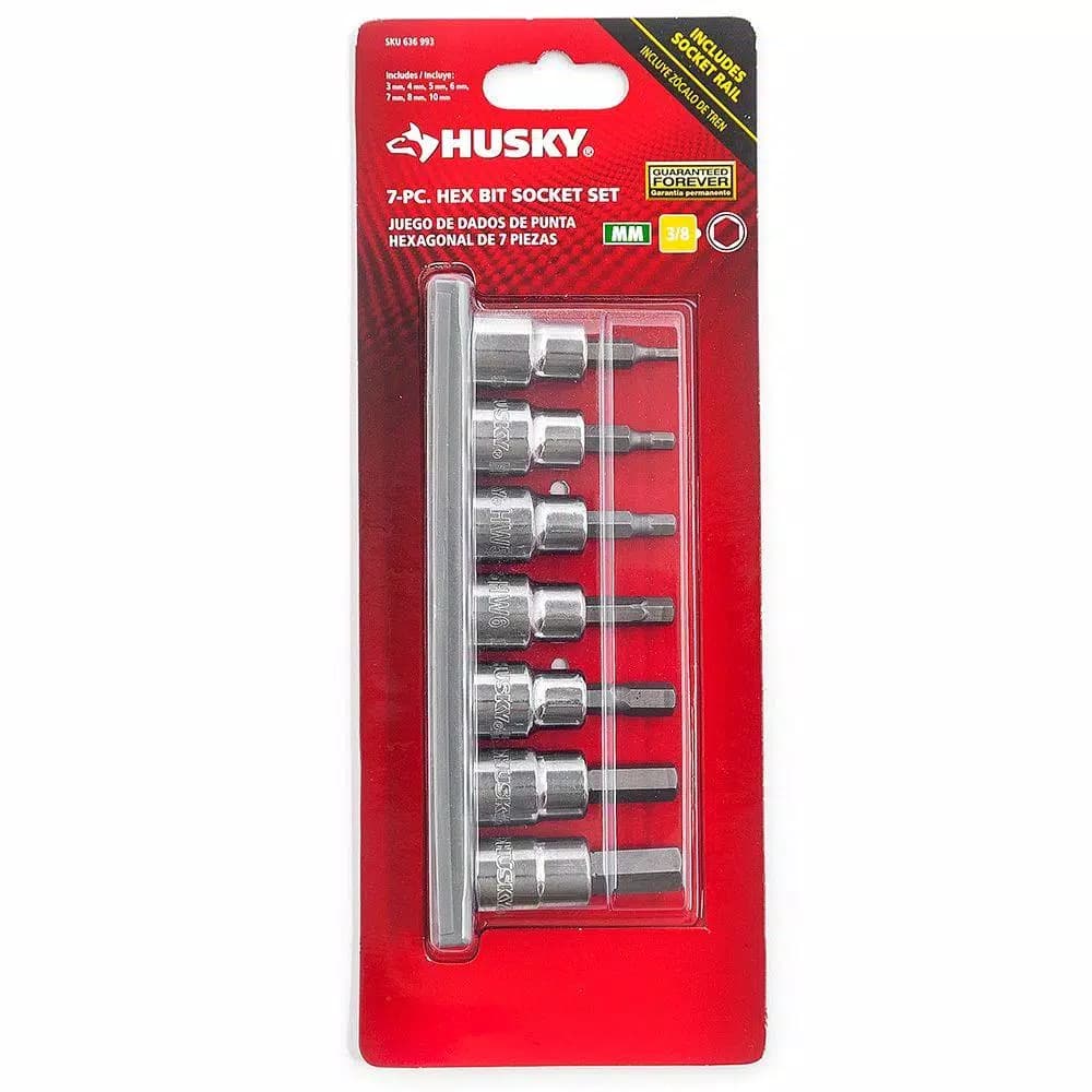 Husky 7-Piece Metric Hex Bit Socket Set, 3/8 in. Drive