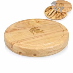 TOSCANA Michigan State Spartans Circo Rubberwood Cheese Board Set with 4 Stainless Steel Tools thumbnail 2
