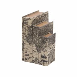 LITTON LANE Nautical Rectangular Synthetic Leather Book Boxes, Set of 3 - Dark Forest Green & Beige thumbnail 2