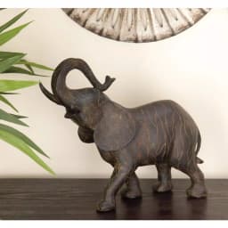 LITTON LANE 10 x 12 in. Decorative Elephant Sculpture - Cracked Dark Brown Clay Finish Polystone Statuary thumbnail 1