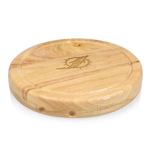 TOSCANA Miami Dolphins Circo Wood Cheese Board Set with 4 Stainless Steel Tools