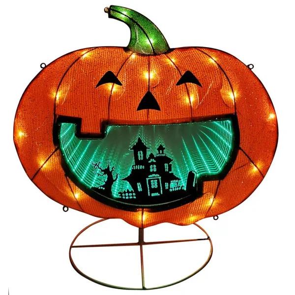 Puleo International 28 in. Lighted Halloween Pumpkin with Infinity Mirror