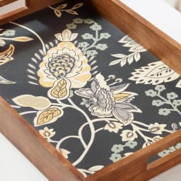 Home Decorators Collection Floral and Wood Decorative Rectangle Tray Set of 2 thumbnail 4