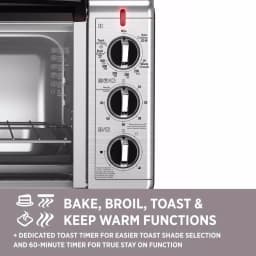 BLACK+DECKER 1500W 6-Slice Convection Toaster Oven with Broiler Pan, Black and Silver thumbnail 8