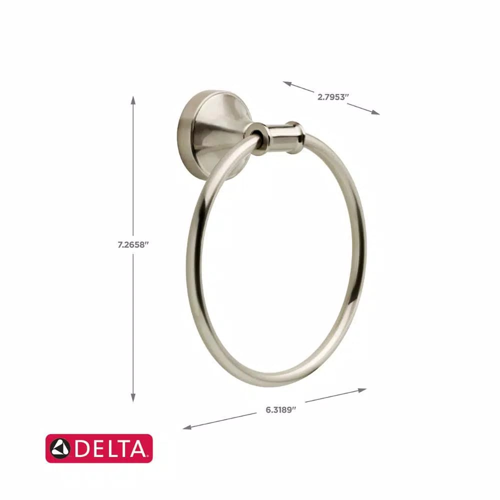 Delta Phoebe Brushed Nickel Towel Ring - Transitional Hand Towel Holder