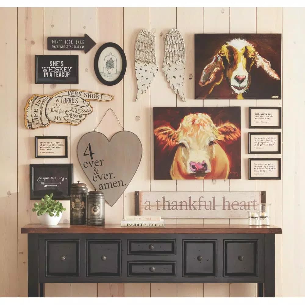 3R Studios 4 Ever and Ever Amen Heart Shaped Metal Wall Art - Grey Words & Quotes Decor
