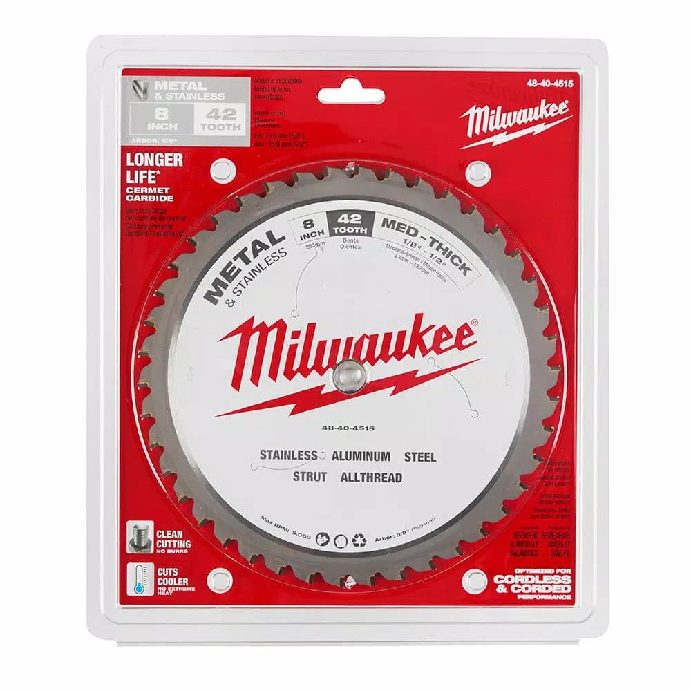 Milwaukee 8 in. 42T Carbide Metal & Stainless Steel Circular Saw Blade