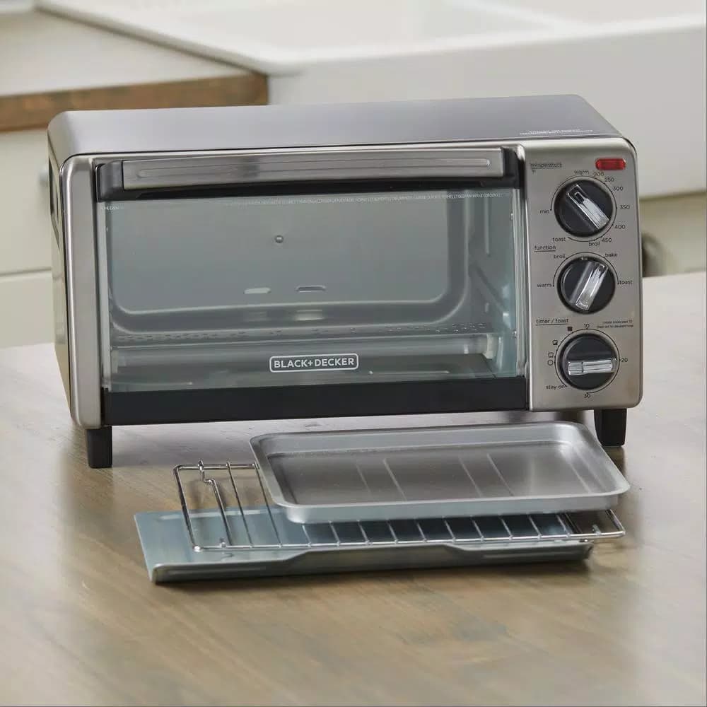 BLACK+DECKER 4-Slice Stainless Steel Convection Toaster Oven with EvenToast Technology