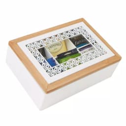 Mind Reader Brown Wood Pattern Tea Box Organizer with Glass Window thumbnail 4
