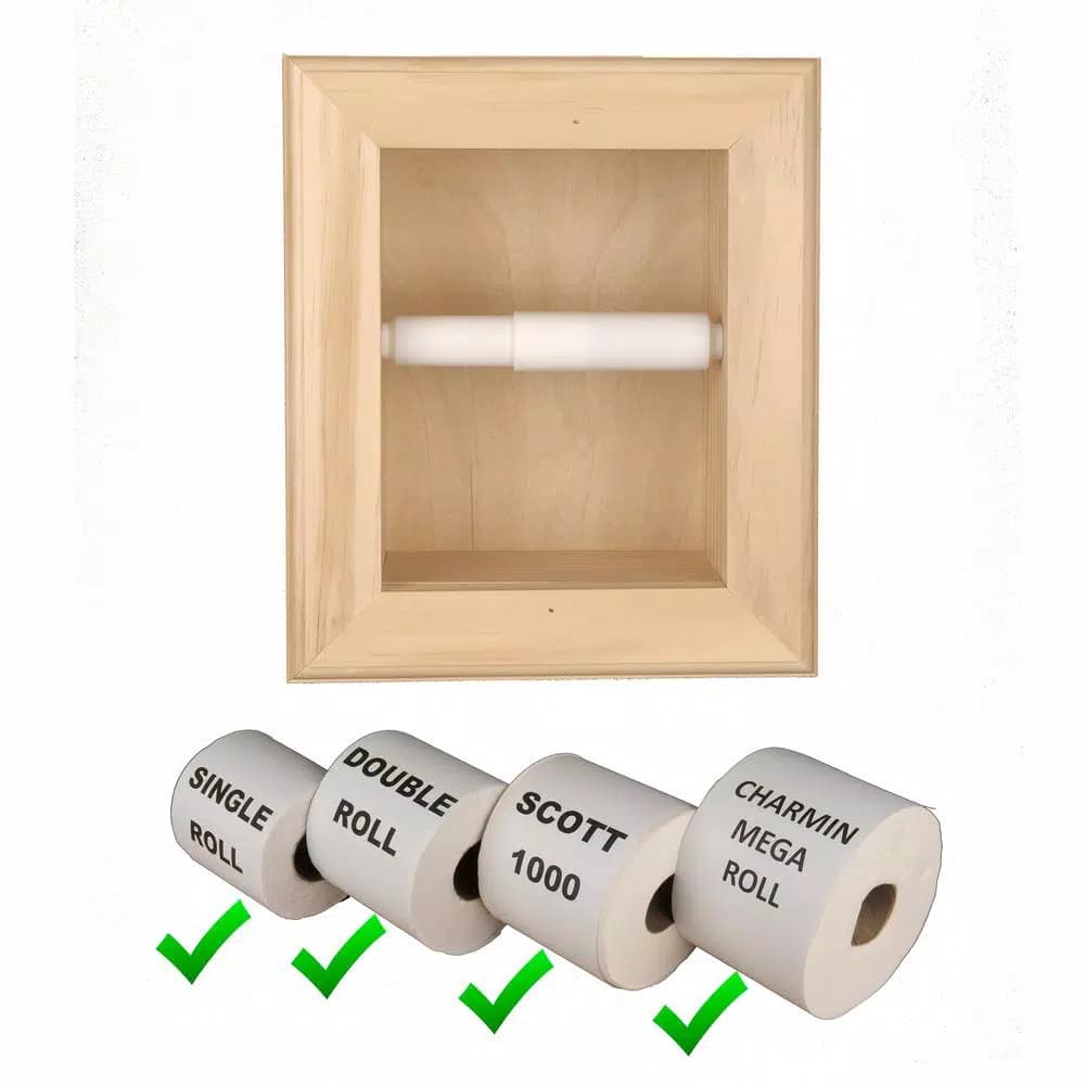 Unbranded Newton Solid Pine Recessed Toilet Paper Holder - Unfinished Niche Frame