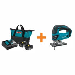 Makita 18V LXT Lithium-Ion Battery & Rapid Optimum Charger Starter Pack with Bonus Cordless Jig Saw thumbnail 1