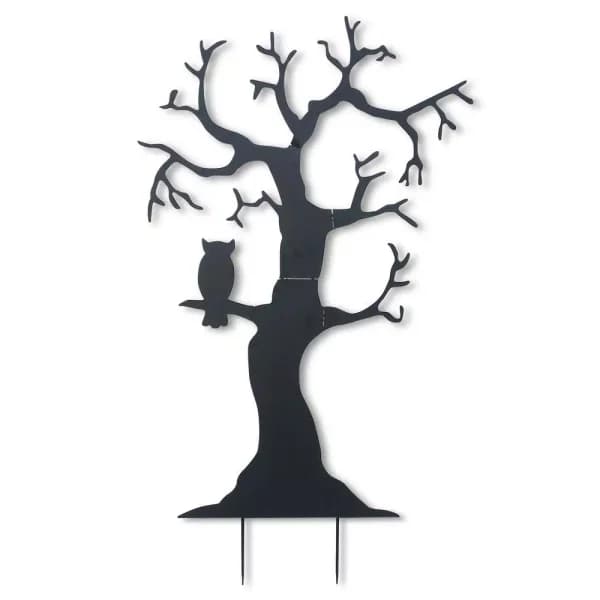 Gerson 72.5 in. Metal Tree Silhouette Halloween Yard Decoration with Owl