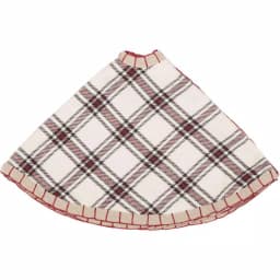 VHC Brands Amory 21 in. Ivory White Plaid Cotton Christmas Tree Skirt thumbnail 3