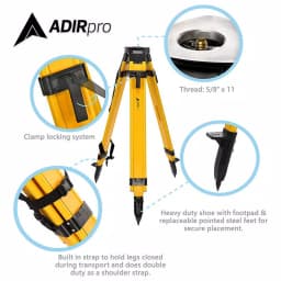AdirPro Heavy Duty Wood and Fiberglass Quick Clamp Construction Tripod thumbnail 2