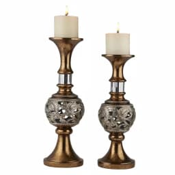 OK Lighting Bronze Langi Polyresin Candleholders, Set of 2 thumbnail 1