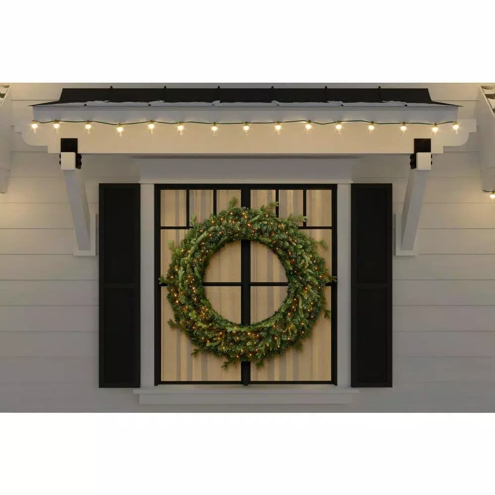Home Accents Holiday 48 in. Jackson Noble Fir Artificial Wreath with 200 Warm White LED Micro Dot Lights