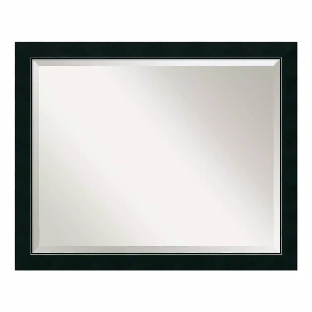 Amanti Art Nero 31.25 in. W x 25.25 in. H Rectangular Framed Bathroom Vanity Mirror, Satin Black