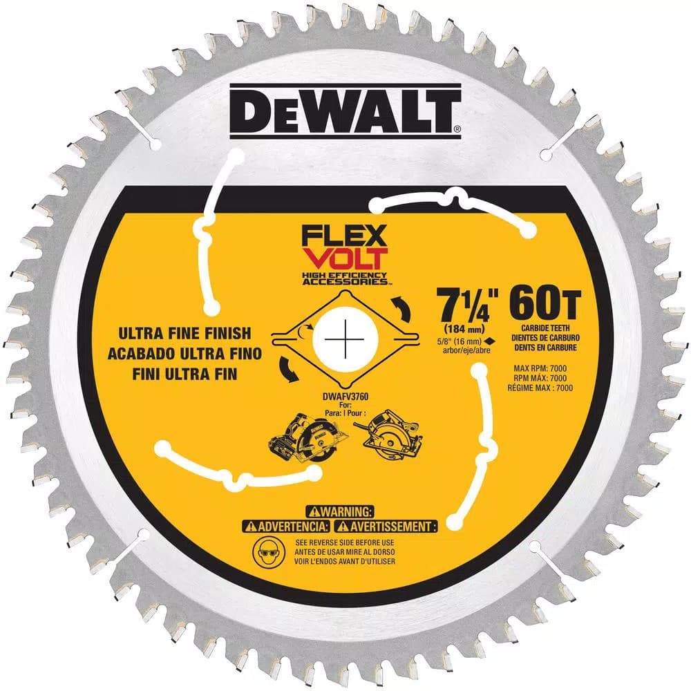 DEWALT FLEXVOLT 7-1/4 in. 60-Teeth Carbide-Tipped Circular Saw Blade