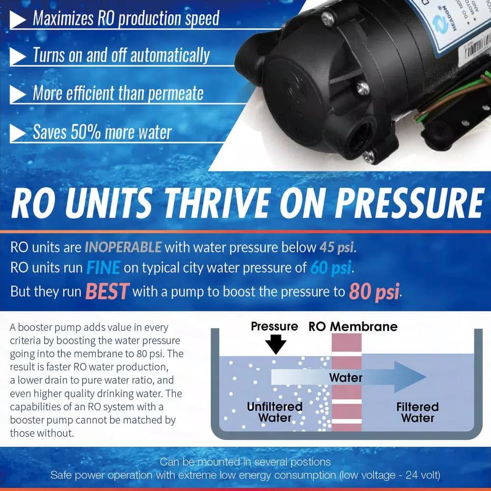 ISPRING Workhorse 300 GPD Commercial Reverse Osmosis Water Filtration System with Booster Pump