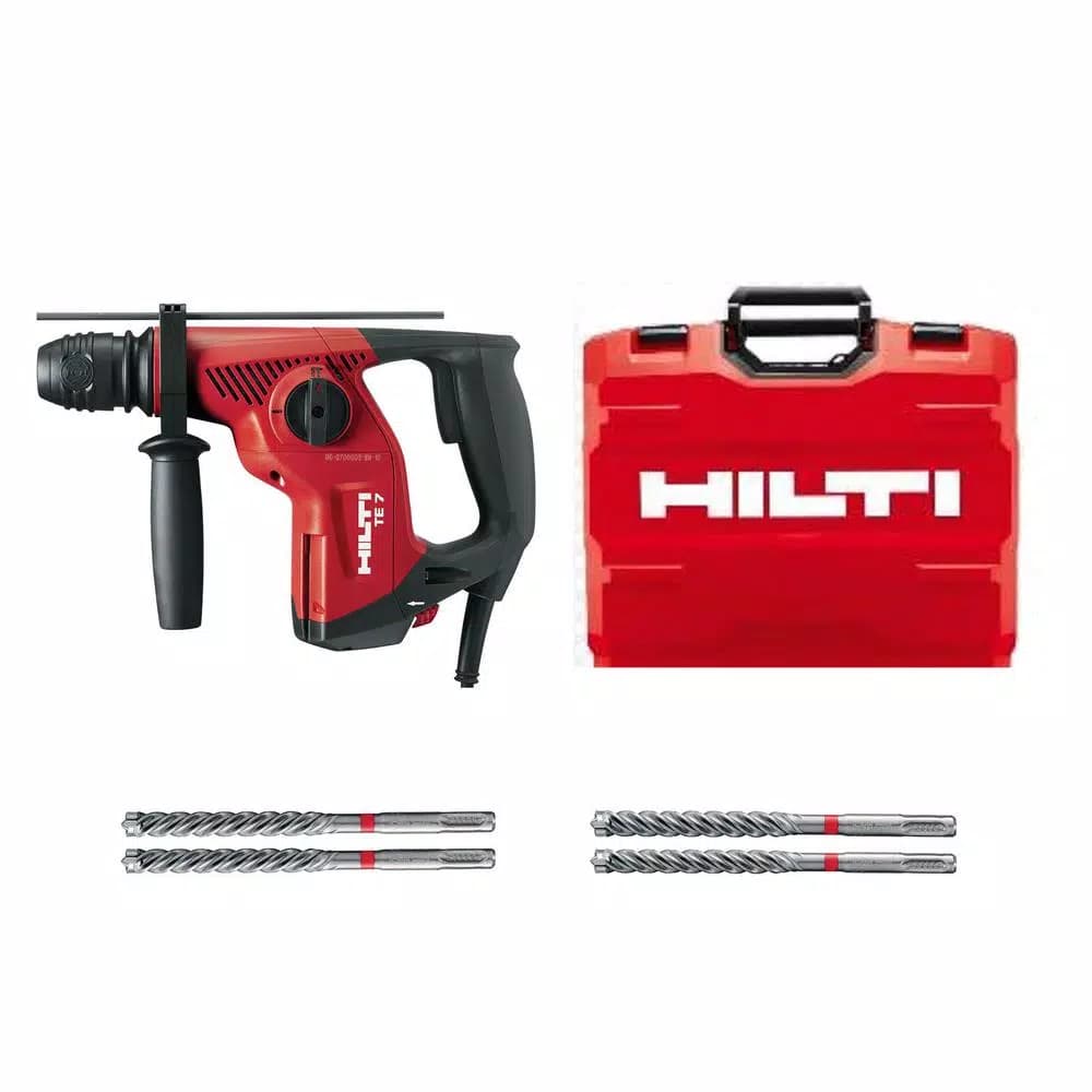 Hilti TE 7 120V SDS-Plus Corded Rotary Hammer Drill Kit with 4 TE-CX Bits and Case