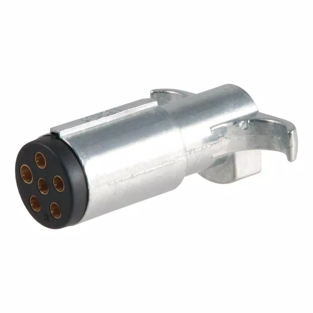 CURT 6-Way Round Trailer Connector Plug, Male End, Die-Cast Metal