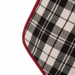 Glitzhome 20 in. Black and White Plaid Fabric Christmas Stocking with Red Rim thumbnail 5
