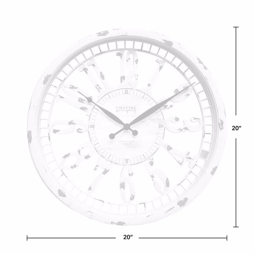 FirsTime Whitney 20 in. Farmhouse Wall Clock - Antique Cream Distressed Finish