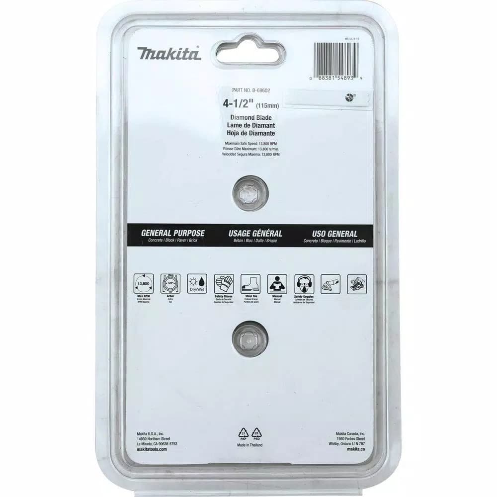 Makita 4.5 in. Segmented Rim Diamond Blade for Masonry, Brick, and Concrete (2-Pack)
