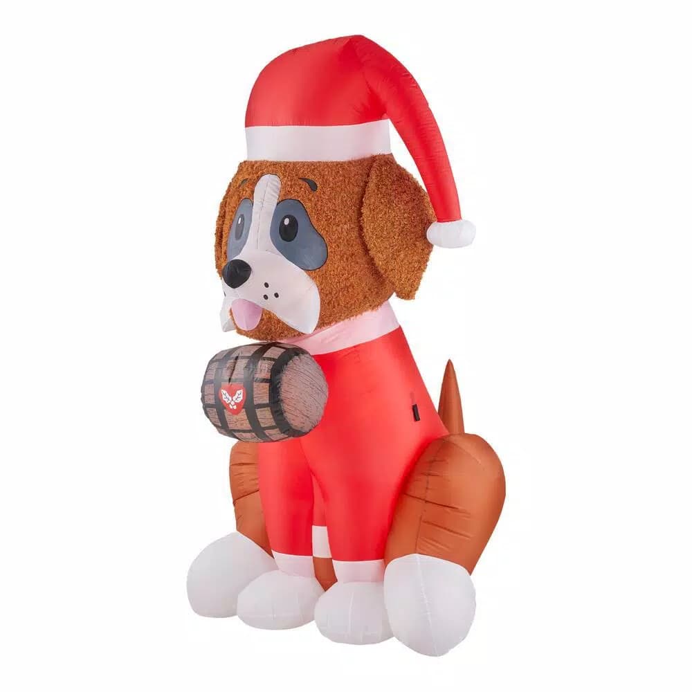 Airblown 6 ft. Inflatable Fuzzy St. Bernard Dog with Barrel Holiday Decoration