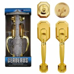 Constructor Cerberus Polished Brass Entry Door Handleset with Double Handle and Single Cylinder Deadbolt thumbnail 1