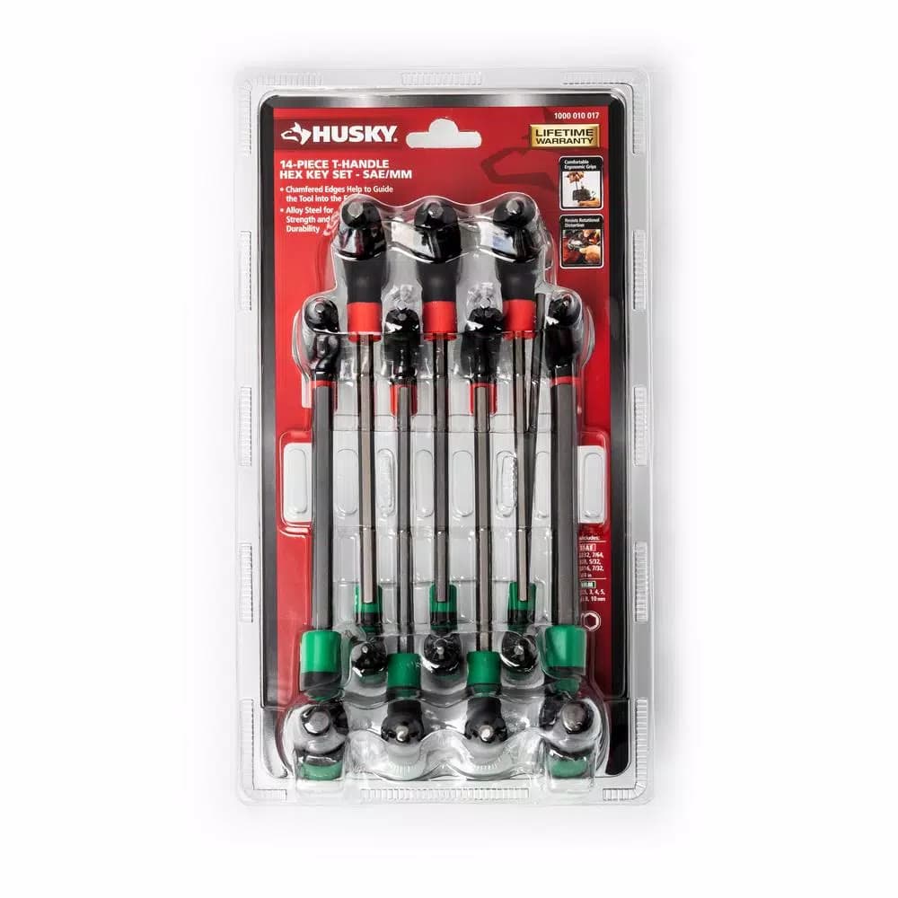 Husky 14-Piece T-Handle Hex Key Set, SAE and Metric