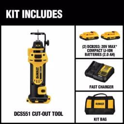 DEWALT 20V MAX Cordless Drywall Cut-Out Tool Kit with (2) 2.0Ah Batteries and Charger thumbnail 2