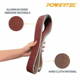 POWERTEC 2 in. x 72 in. 40 Grit Aluminum Oxide Sanding Belts, 10-Pack thumbnail 4