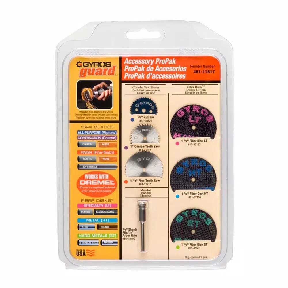 Gyros ProPak 7-Piece Rotary Tool Cutting Wheel Accessory Kit for Dremel Type Tools