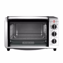BLACK+DECKER 1500W 6-Slice Convection Toaster Oven with Broiler Pan, Black and Silver thumbnail 1