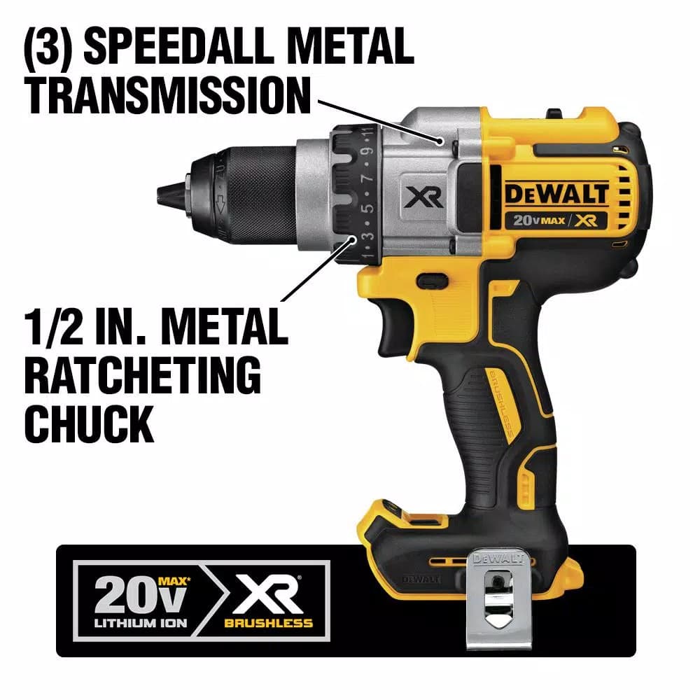 DEWALT 20V MAX XR Brushless 3-Speed 1/2 in. Drill/Driver (Tool-Only)