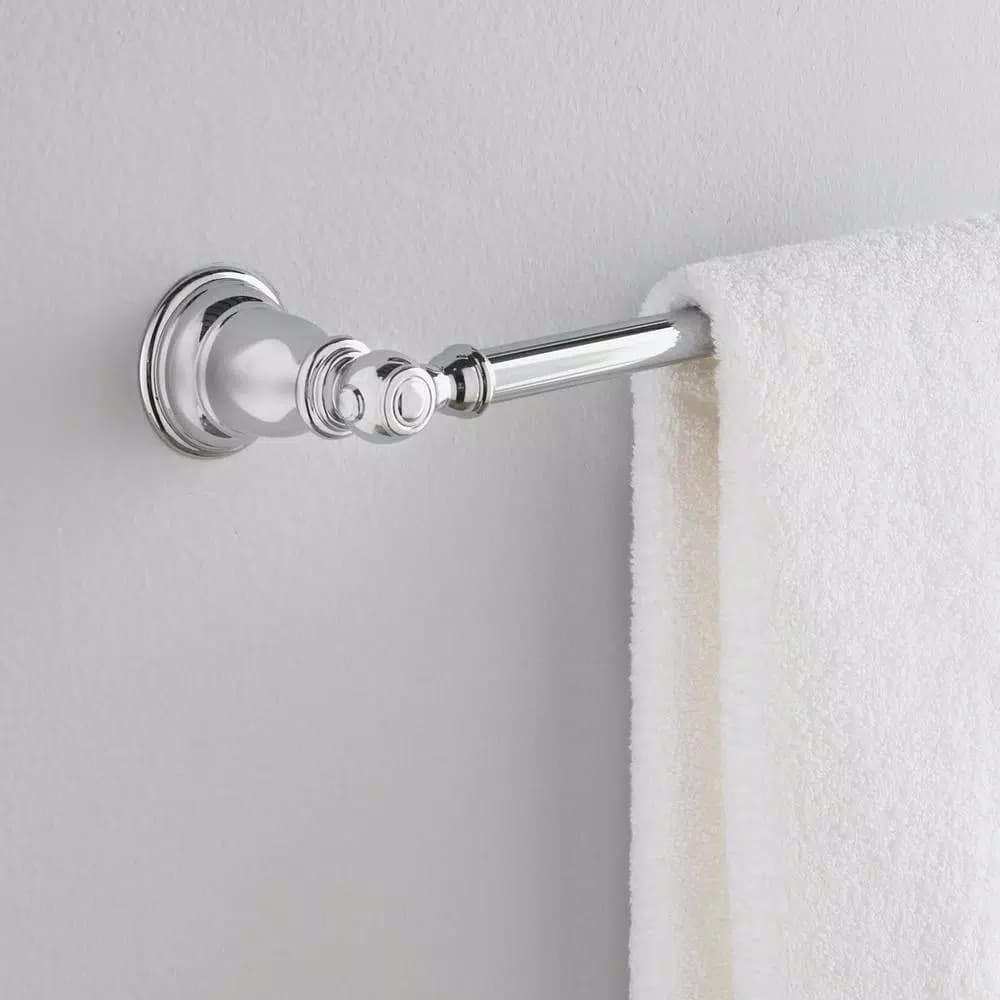MOEN Kingsley 24 in. Chrome Towel Bar, Modern Glam Single Towel Bar