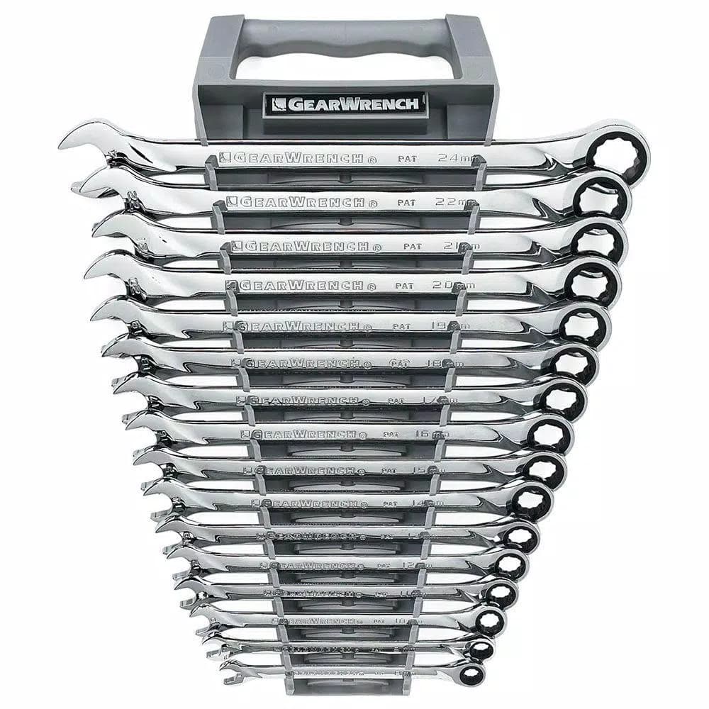 GearWrench 16-Piece X-Large Ratcheting Metric Combination Wrench Set