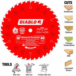 Diablo 10 in. x 40-Tooth General Purpose Carbide Circular Saw Blade thumbnail 4