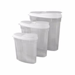 Home Basics 3-Piece Plastic Cereal Container Set with Flip-Top Lids thumbnail 2