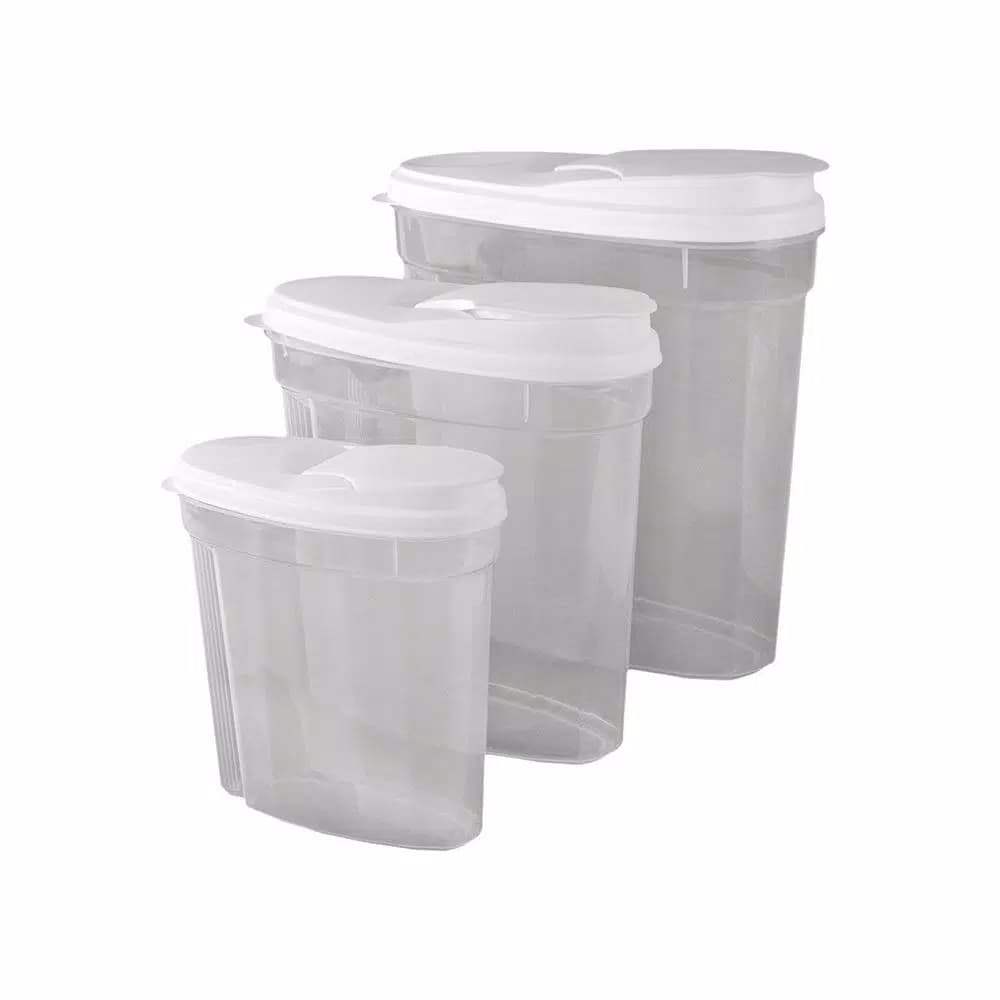 Home Basics 3-Piece Plastic Cereal Container Set with Flip-Top Lids
