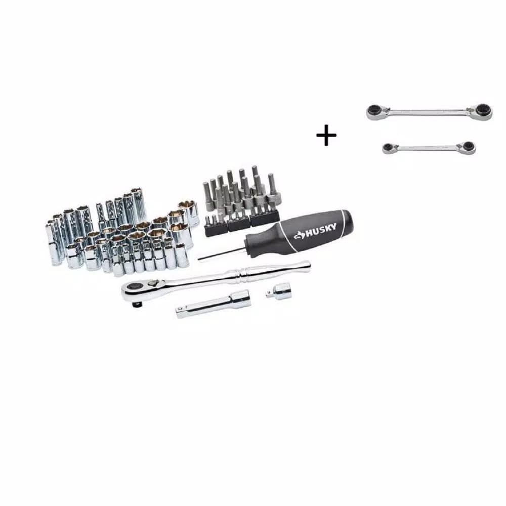 Husky 67-Piece Mechanics Tool Set with 2-Piece Metric Quad Drive Ratcheting Wrench Set
