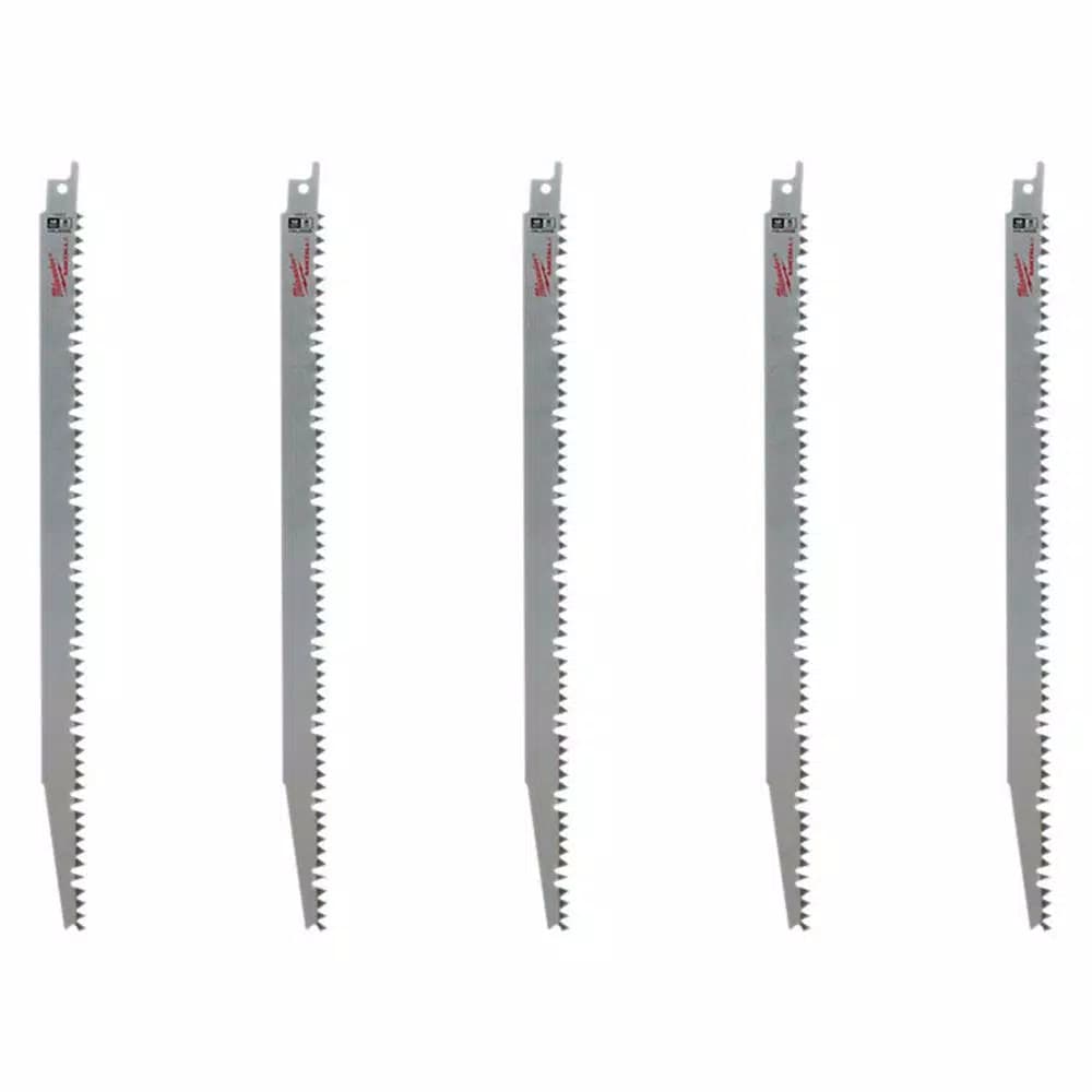 Milwaukee 12 in. 5 TPI Pruning Reciprocating Saw Blades, 5-Pack