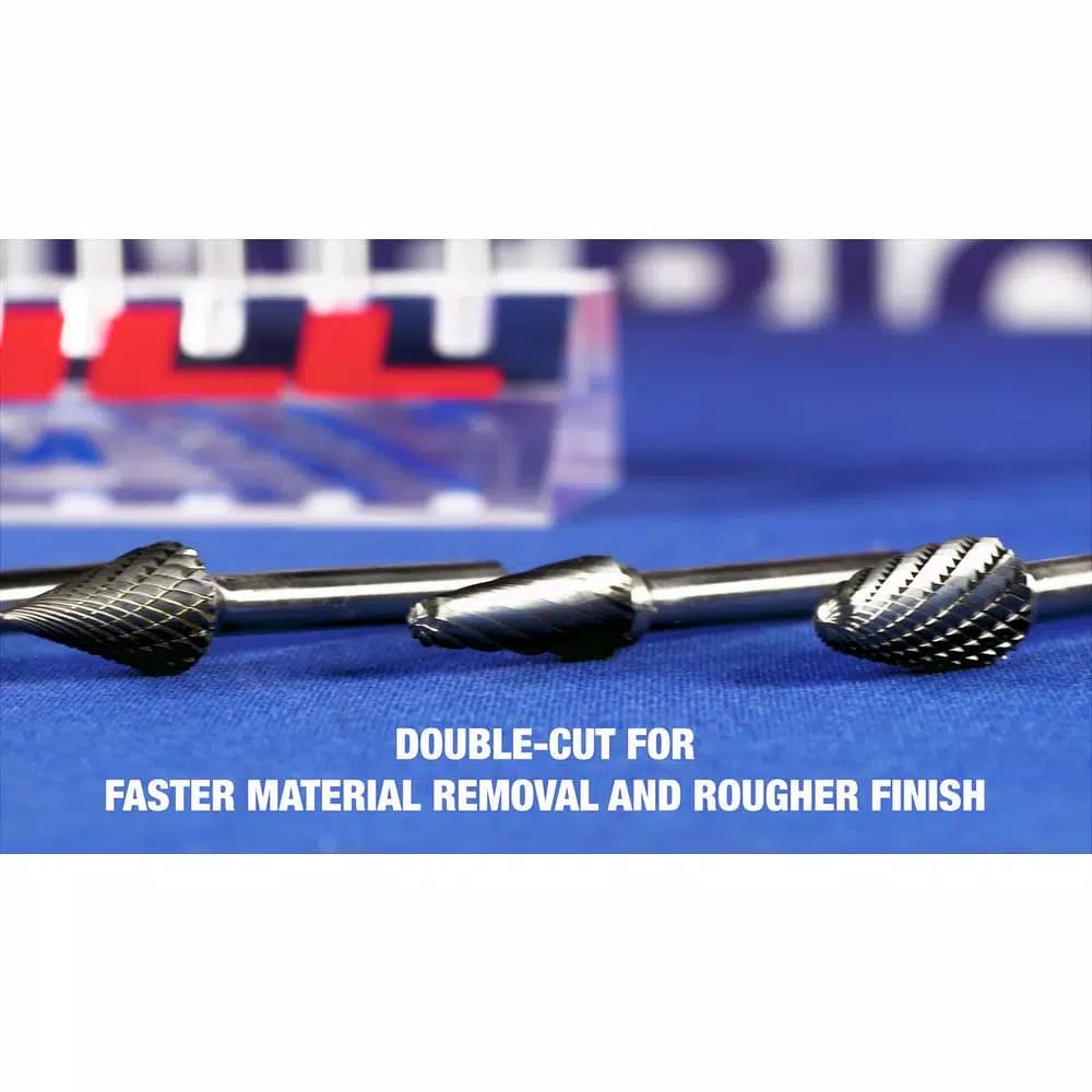 Drill America 3/16 in. x 5/8 in. Cylindrical Radius End Solid Carbide Burr, 1/4 in. Shank