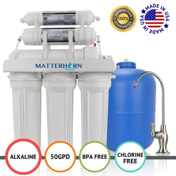 Matterhorn MRO-6050 6-Stage Reverse Osmosis Water Filtration System with Alkaline Mineral pH+ Filter, 50 GPD